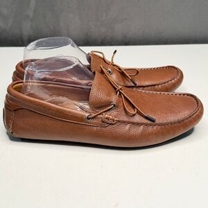 Mercanti Fiorentini Loafers Mens Sz 10 Cognac Pebbled Leather Driving Moc Toe